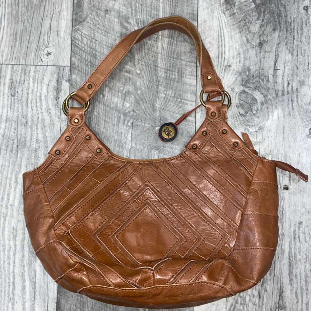 The Sak Brown Leather Patchwork Satchel